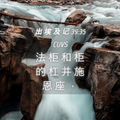 Picture 04 - 出 埃 及 记 39:35 CUVS - 法 柜 和 柜 的 杠 并 施 恩 座 - Bible Verse Picture