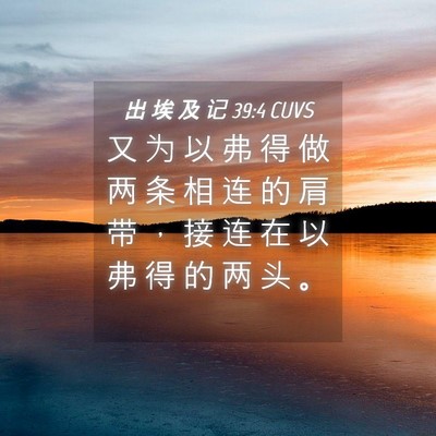 Picture 04 - 出 埃 及 记 39:4 CUVS - 又 为 以 弗 得 做 两 条 相 连 的 肩 - Bible Verse Picture