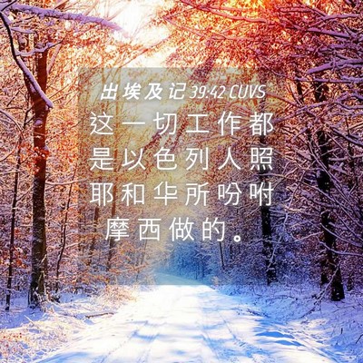 Picture 04 - 出 埃 及 记 39:42 CUVS - 这 一 切 工 作 都 是 以 色 列 人 照 - Bible Verse Picture