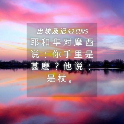 Picture 04 - 出 埃 及 记 4:2 CUVS - 耶 和 华 对 摩 西 说 ： 你 手 里 是 - Bible Verse Picture