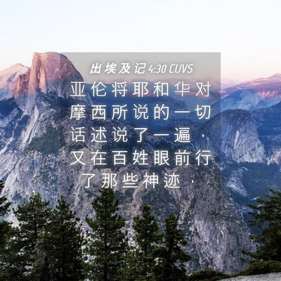 Picture 04 - 出 埃 及 记 4:30 CUVS - 亚 伦 将 耶 和 华 对 摩 西 所 说 的 - Bible Verse Picture