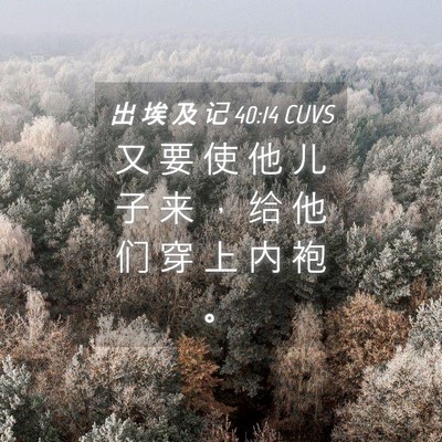 Picture 04 - 出 埃 及 记 40:14 CUVS - 又 要 使 他 儿 子 来 ， 给 他 们 穿 - Bible Verse Picture