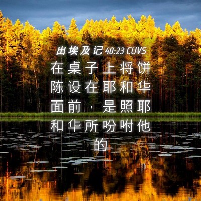Picture 04 - 出 埃 及 记 40:23 CUVS - 在 桌 子 上 将 饼 陈 设 在 耶 和 华 - Bible Verse Picture