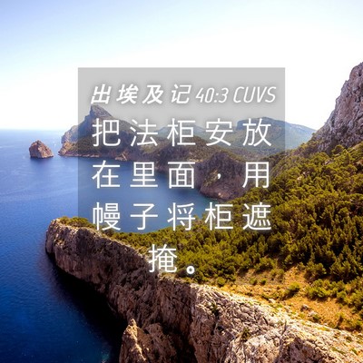 Picture 04 - 出 埃 及 记 40:3 CUVS - 把 法 柜 安 放 在 里 面 ， 用 幔 子 - Bible Verse Picture