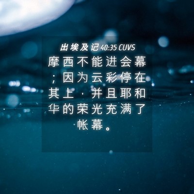 Picture 04 - 出 埃 及 记 40:35 CUVS - 摩 西 不 能 进 会 幕 ； 因 为 云 彩 - Bible Verse Picture
