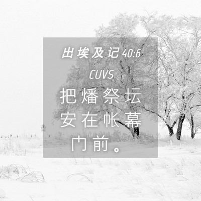 Picture 04 - 出 埃 及 记 40:6 CUVS - 把 燔 祭 坛 安 在 帐 幕 门 前 - Bible Verse Picture