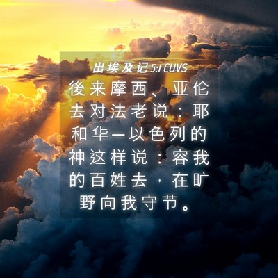 Picture 04 - 出 埃 及 记 5:1 CUVS - 後 来 摩 西 、 亚 伦 去 对 法 老 说 - Bible Verse Picture