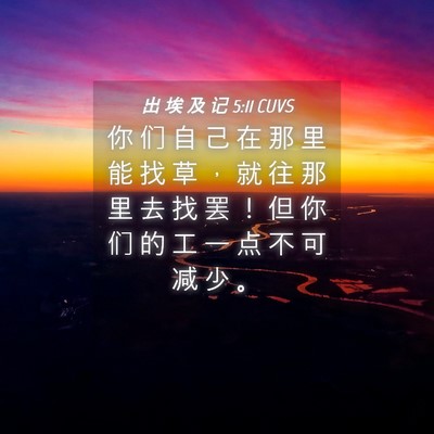 Picture 04 - 出 埃 及 记 5:11 CUVS - 你 们 自 己 在 那 里 能 找 草 ， 就 - Bible Verse Picture