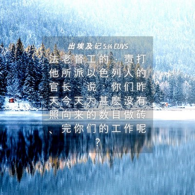 Picture 04 - 出 埃 及 记 5:14 CUVS - 法 老 督 工 的 ， 责 打 他 所 派 以 - Bible Verse Picture