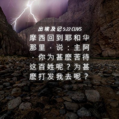 Picture 04 - 出 埃 及 记 5:22 CUVS - 摩 西 回 到 耶 和 华 那 里 ， 说 ： - Bible Verse Picture