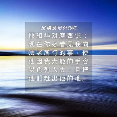Picture 04 - 出 埃 及 记 6:1 CUVS - 耶 和 华 对 摩 西 说 ： 现 在 你 必 - Bible Verse Picture