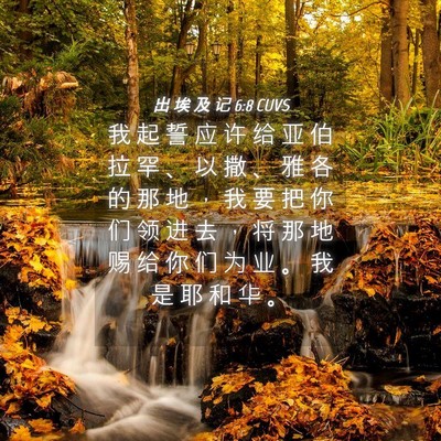 Picture 04 - 出 埃 及 记 6:8 CUVS - 我 起 誓 应 许 给 亚 伯 拉 罕 、 以 - Bible Verse Picture