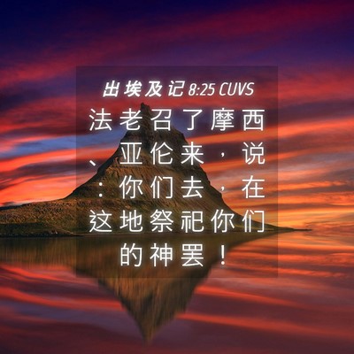 Picture 04 - 出 埃 及 记 8:25 CUVS - 法 老 召 了 摩 西 、 亚 伦 来 ， 说 - Bible Verse Picture