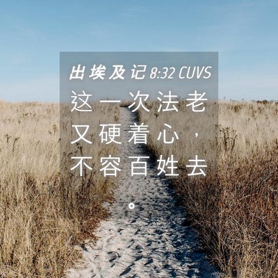 Picture 04 - 出 埃 及 记 8:32 CUVS - 这 一 次 法 老 又 硬 着 心 ， 不 容 - Bible Verse Picture