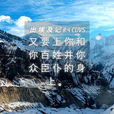 Picture 04 - 出 埃 及 记 8:4 CUVS - 又 要 上 你 和 你 百 姓 并 你 众 臣 - Bible Verse Picture
