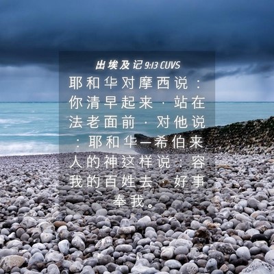Picture 04 - 出 埃 及 记 9:13 CUVS - 耶 和 华 对 摩 西 说 ： 你 清 早 起 - Bible Verse Picture