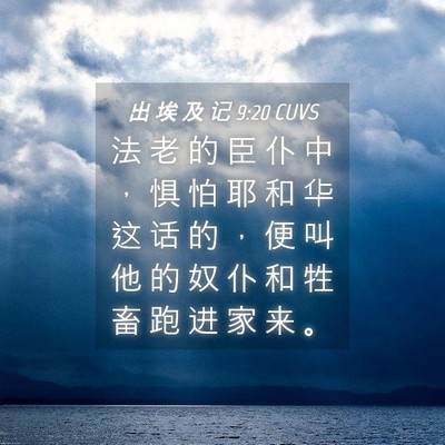 Picture 04 - 出 埃 及 记 9:20 CUVS - 法 老 的 臣 仆 中 ， 惧 怕 耶 和 华 - Bible Verse Picture