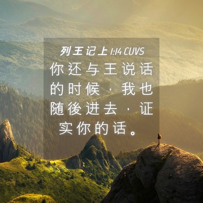 Picture 04 - 列 王 记 上 1:14 CUVS - 你 还 与 王 说 话 的 时 候 ， 我 也 - Bible Verse Picture
