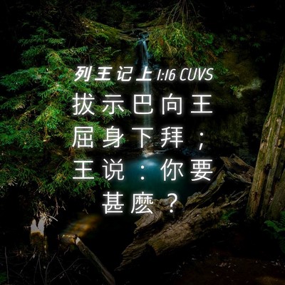 Picture 04 - 列 王 记 上 1:16 CUVS - 拔 示 巴 向 王 屈 身 下 拜 ； 王 说 - Bible Verse Picture