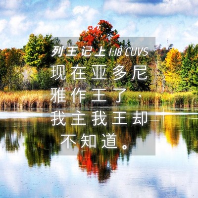 Picture 04 - 列 王 记 上 1:18 CUVS - 现 在 亚 多 尼 雅 作 王 了 ， 我 主 - Bible Verse Picture