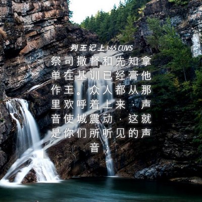 Picture 04 - 列 王 记 上 1:45 CUVS - 祭 司 撒 督 和 先 知 拿 单 在 基 训 - Bible Verse Picture