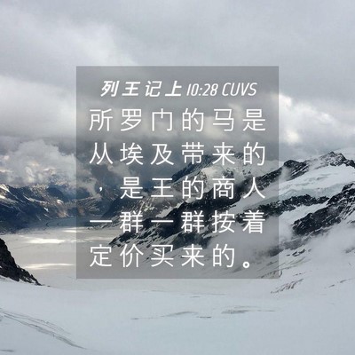 Picture 04 - 列 王 记 上 10:28 CUVS - 所 罗 门 的 马 是 从 埃 及 带 来 的 - Bible Verse Picture