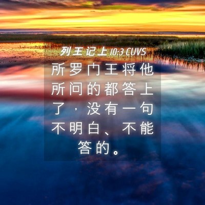 Picture 04 - 列 王 记 上 10:3 CUVS - 所 罗 门 王 将 他 所 问 的 都 答 上 - Bible Verse Picture