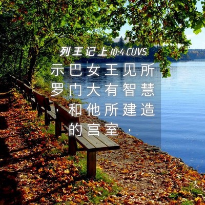 Picture 04 - 列 王 记 上 10:4 CUVS - 示 巴 女 王 见 所 罗 门 大 有 智 慧 - Bible Verse Picture