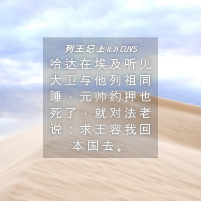 Picture 04 - 列 王 记 上 11:21 CUVS - 哈 达 在 埃 及 听 见 大 卫 与 他 列 - Bible Verse Picture