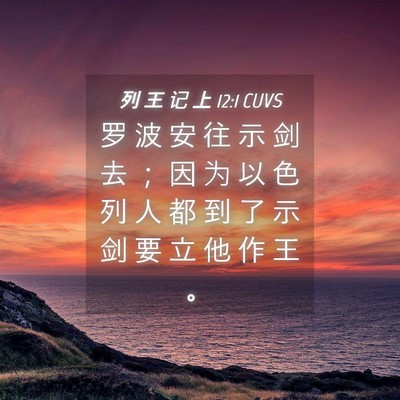 Picture 04 - 列 王 记 上 12:1 CUVS - 罗 波 安 往 示 剑 去 ； 因 为 以 色 - Bible Verse Picture