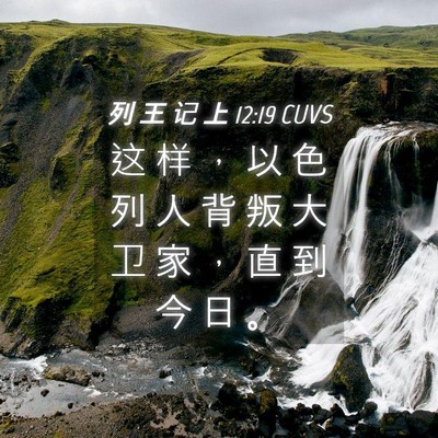 Picture 04 - 列 王 记 上 12:19 CUVS - 这 样 ， 以 色 列 人 背 叛 大 卫 家 - Bible Verse Picture
