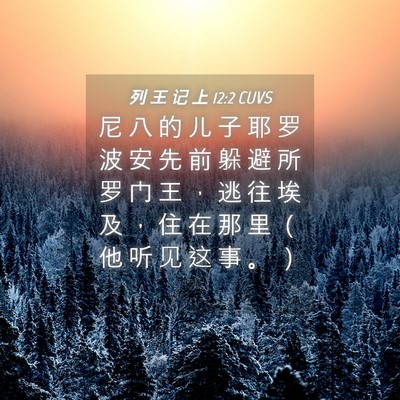 Picture 04 - 列 王 记 上 12:2 CUVS - 尼 八 的 儿 子 耶 罗 波 安 先 前 躲 - Bible Verse Picture