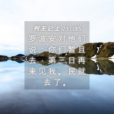 Picture 04 - 列 王 记 上 12:5 CUVS - 罗 波 安 对 他 们 说 ： 你 们 暂 且 - Bible Verse Picture