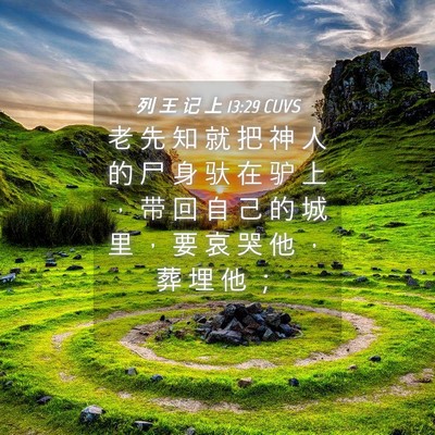Picture 04 - 列 王 记 上 13:29 CUVS - 老 先 知 就 把 神 人 的 尸 身 驮 在 - Bible Verse Picture