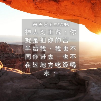 Picture 04 - 列 王 记 上 13:8 CUVS - 神 人 对 王 说 ： 你 就 是 把 你 的 - Bible Verse Picture