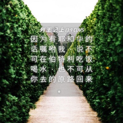 Picture 04 - 列 王 记 上 13:9 CUVS - 因 为 有 耶 和 华 的 话 嘱 咐 我 ， - Bible Verse Picture