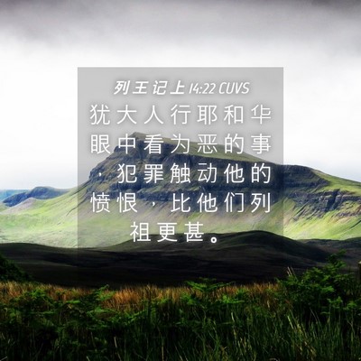 Picture 04 - 列 王 记 上 14:22 CUVS - 犹 大 人 行 耶 和 华 眼 中 看 为 恶 - Bible Verse Picture