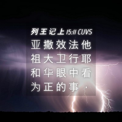 Picture 04 - 列 王 记 上 15:11 CUVS - 亚 撒 效 法 他 祖 大 卫 行 耶 和 华 - Bible Verse Picture