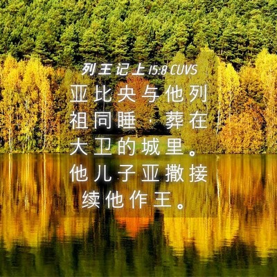 Picture 04 - 列 王 记 上 15:8 CUVS - 亚 比 央 与 他 列 祖 同 睡 ， 葬 在 - Bible Verse Picture
