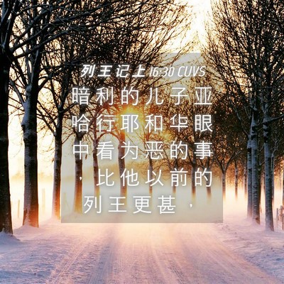 Picture 04 - 列 王 记 上 16:30 CUVS - 暗 利 的 儿 子 亚 哈 行 耶 和 华 眼 - Bible Verse Picture
