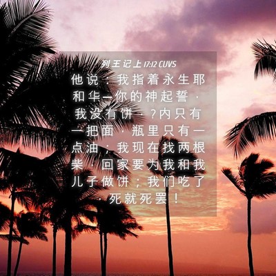 Picture 04 - 列 王 记 上 17:12 CUVS - 他 说 ： 我 指 着 永 生 耶 和 华 ─ - Bible Verse Picture