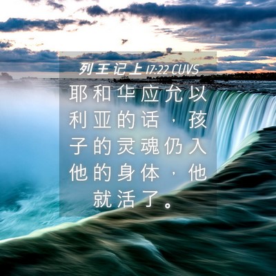 Picture 04 - 列 王 记 上 17:22 CUVS - 耶 和 华 应 允 以 利 亚 的 话 ， 孩 - Bible Verse Picture