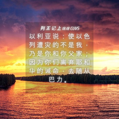 Picture 04 - 列 王 记 上 18:18 CUVS - 以 利 亚 说 ： 使 以 色 列 遭 灾 的 - Bible Verse Picture