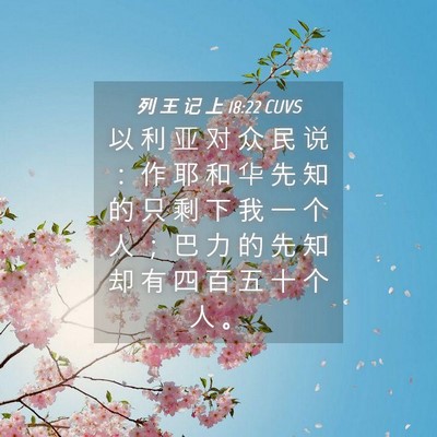 Picture 04 - 列 王 记 上 18:22 CUVS - 以 利 亚 对 众 民 说 ： 作 耶 和 华 - Bible Verse Picture