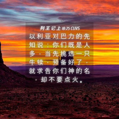 Picture 04 - 列 王 记 上 18:25 CUVS - 以 利 亚 对 巴 力 的 先 知 说 ： 你 - Bible Verse Picture