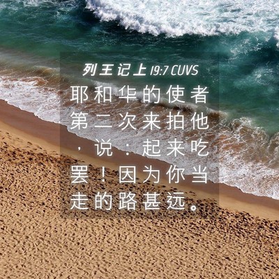 Picture 04 - 列 王 记 上 19:7 CUVS - 耶 和 华 的 使 者 第 二 次 来 拍 他 - Bible Verse Picture