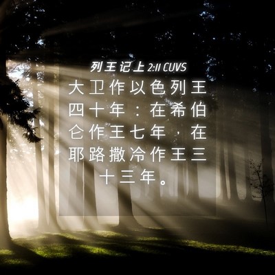 Picture 04 - 列 王 记 上 2:11 CUVS - 大 卫 作 以 色 列 王 四 十 年 ： 在 - Bible Verse Picture
