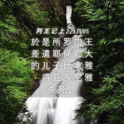 Picture 04 - 列 王 记 上 2:25 CUVS - 於 是 所 罗 门 王 差 遣 耶 何 耶 大 - Bible Verse Picture