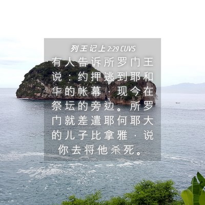 Picture 04 - 列 王 记 上 2:29 CUVS - 有 人 告 诉 所 罗 门 王 说 ： 约 押 - Bible Verse Picture