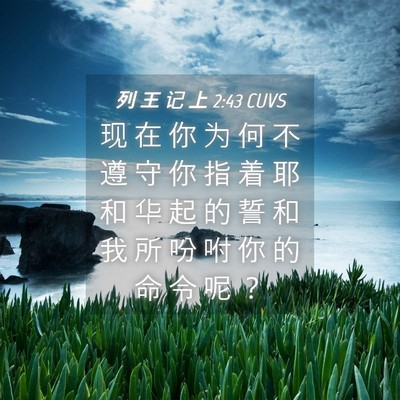 Picture 04 - 列 王 记 上 2:43 CUVS - 现 在 你 为 何 不 遵 守 你 指 着 耶 - Bible Verse Picture